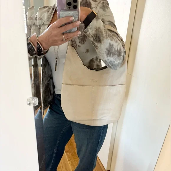 American Leather Company Carrie Hobo Bag in Cream - Picture 2 of 11